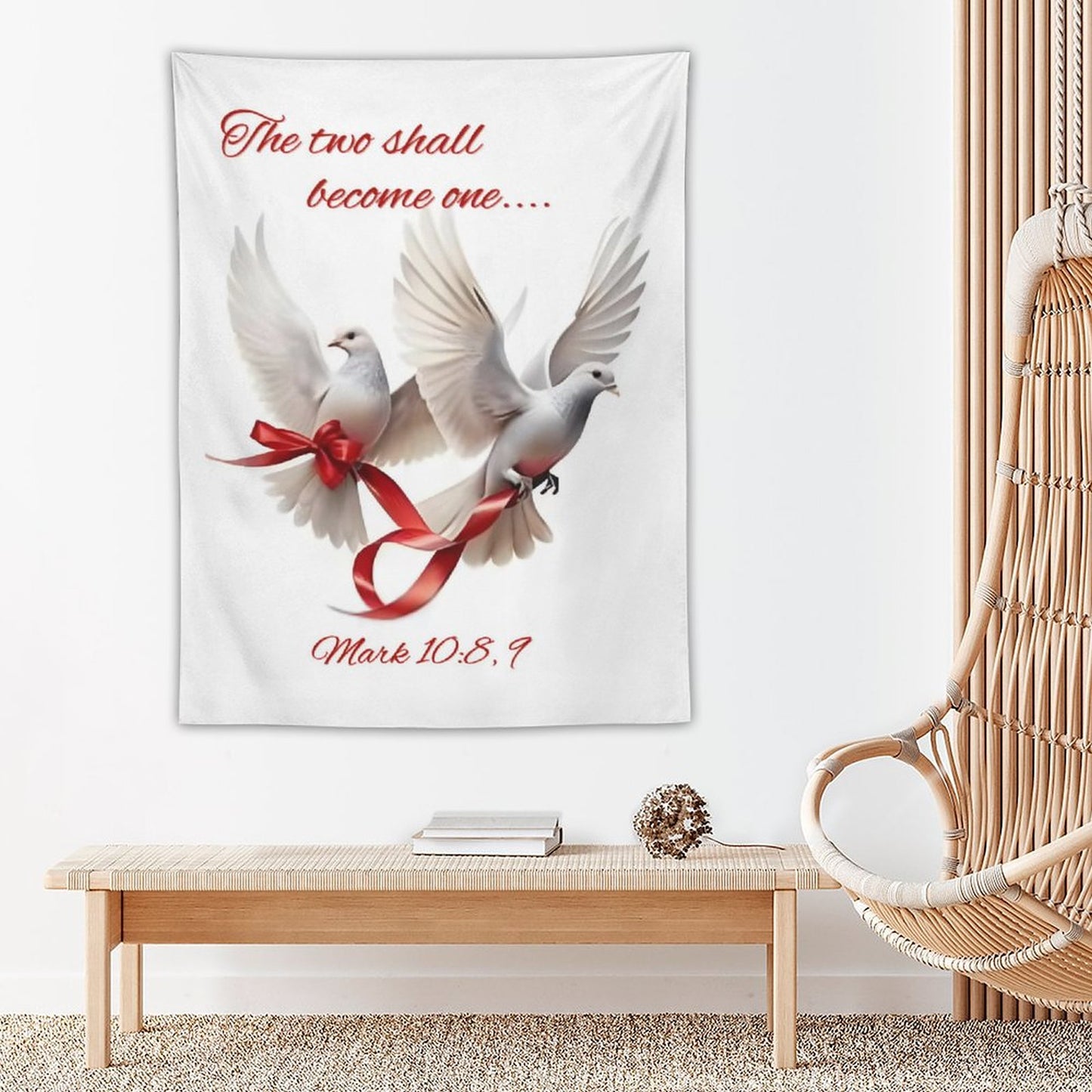 Wall Art with Vertical Tapestry