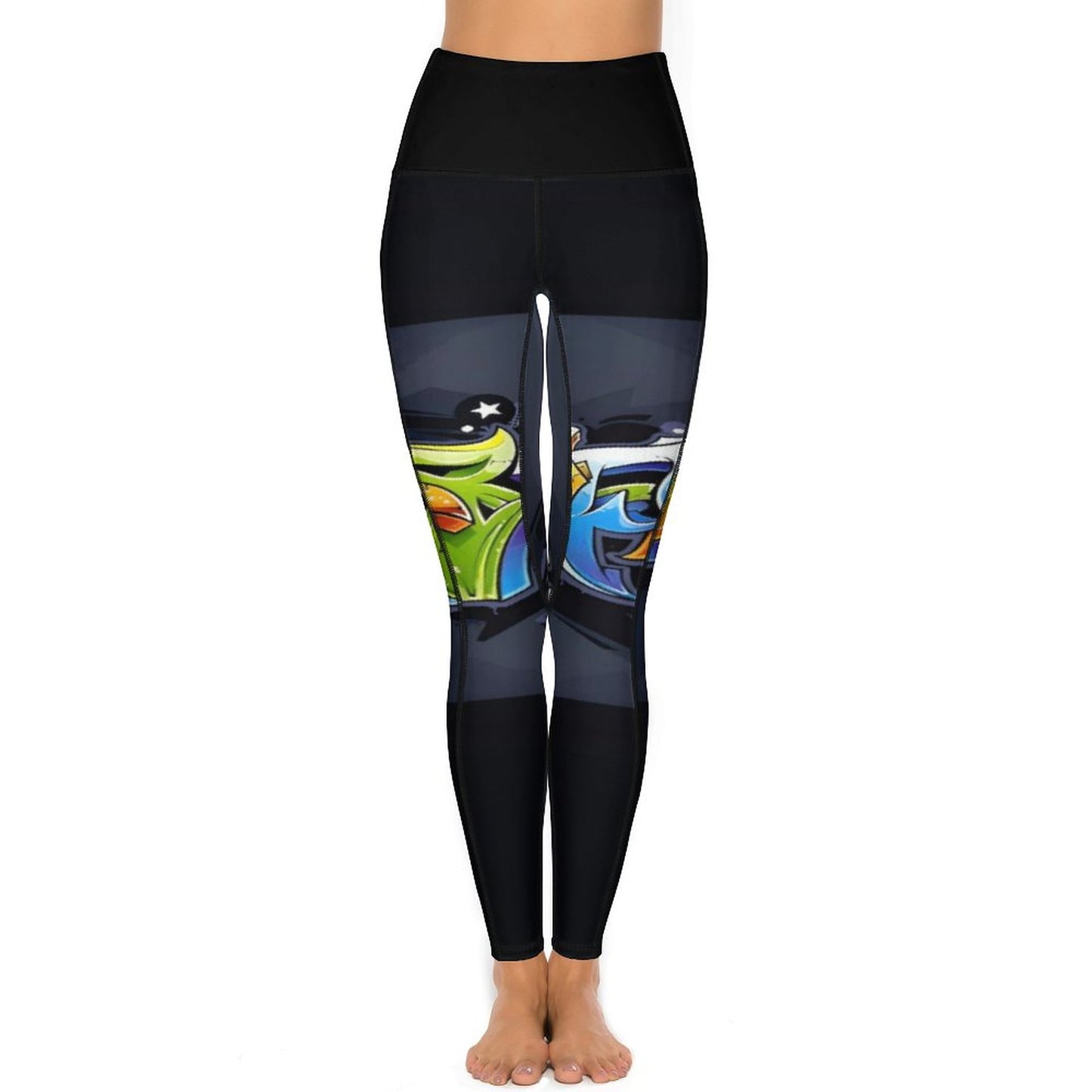 COLORFUL GRAFFITI Yoga Pants with 2 Pockets-SMALL-2XL
