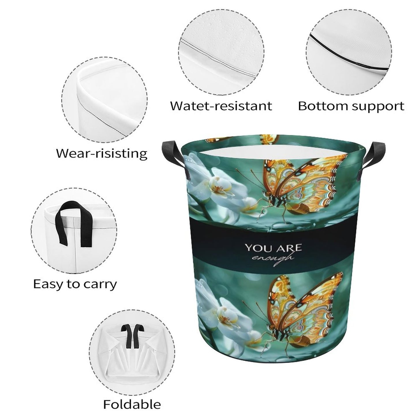 Oxford Collapsible Laundry Basket-YOU ARE ENOUGH