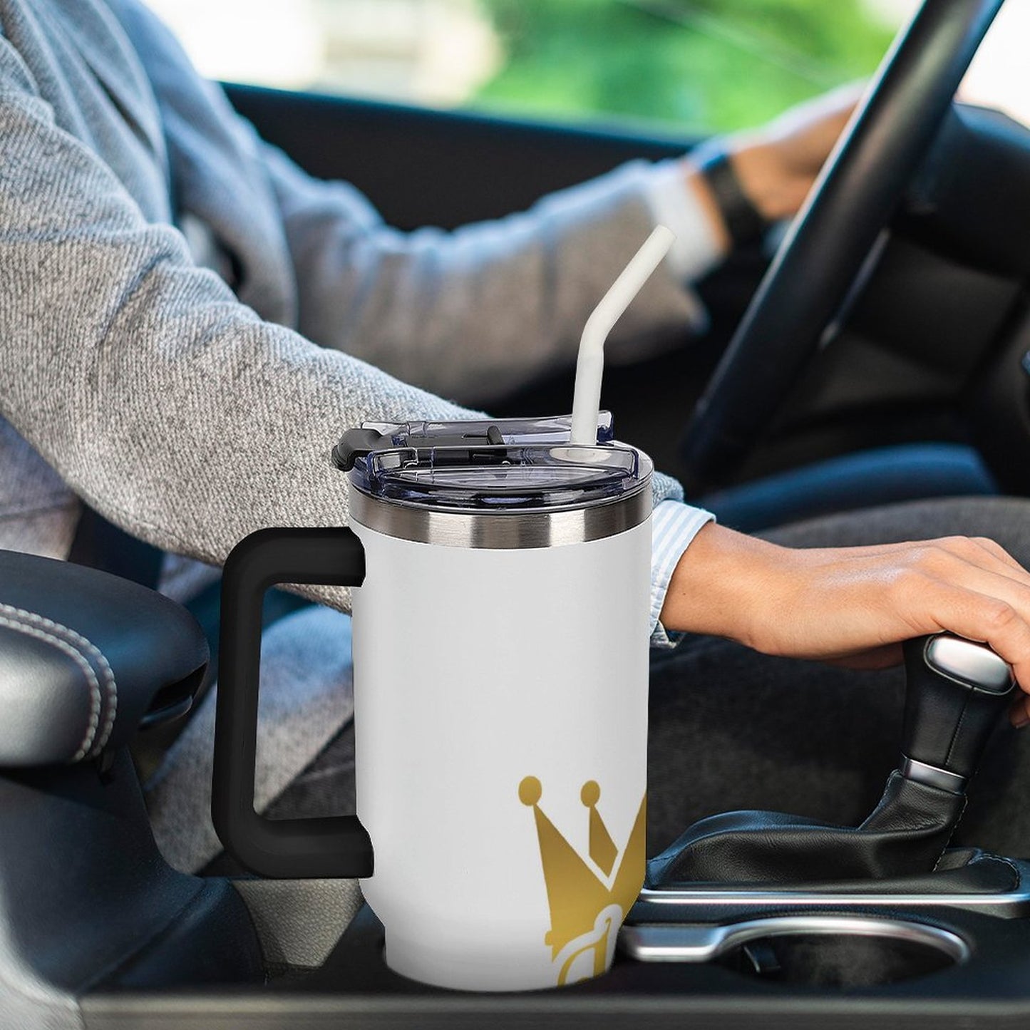 40oz Insulated Tumbler with Handle and Straw