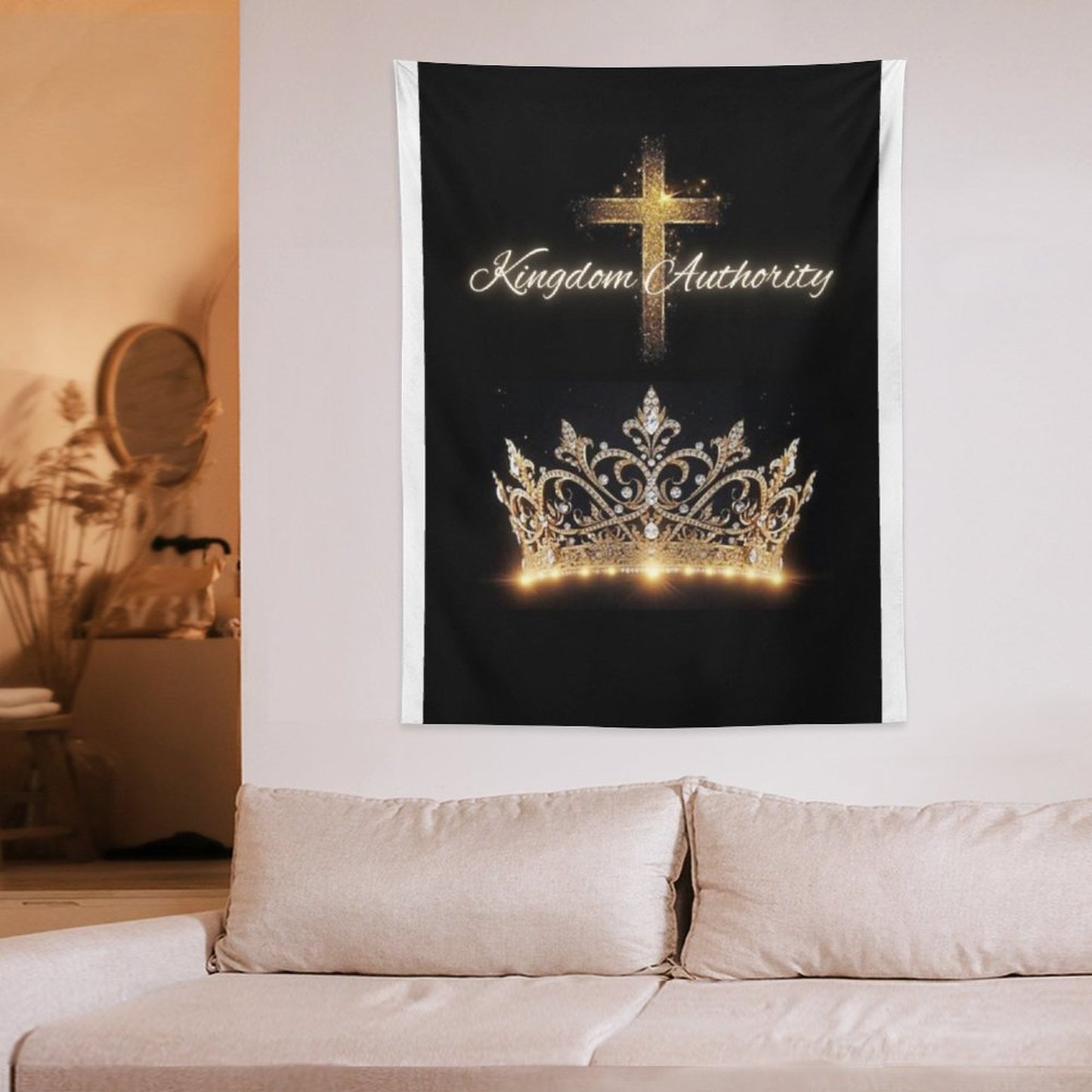 Wall Art with Vertical Tapestry