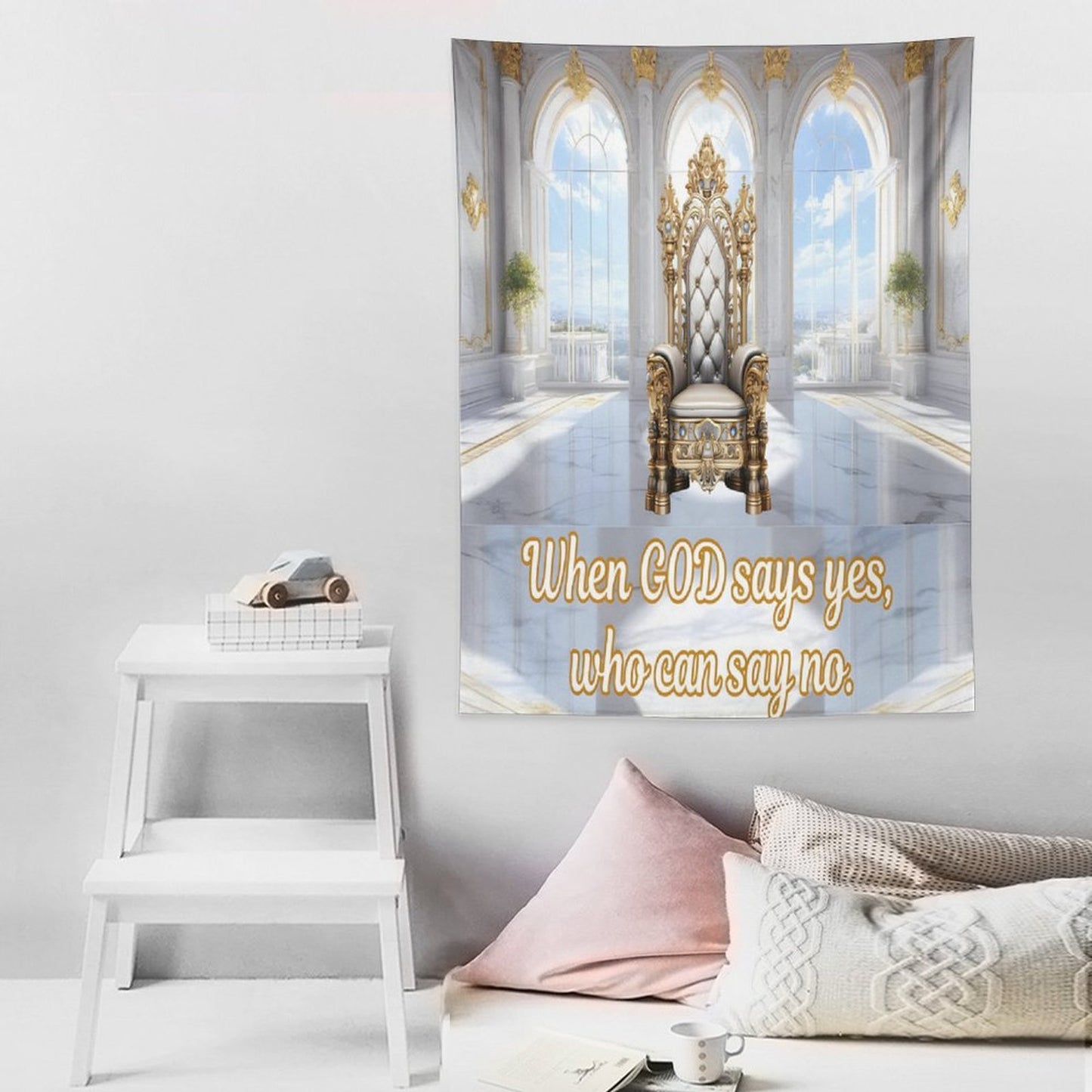 Wall Art with Vertical Tapestry