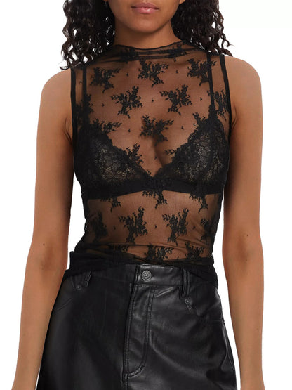 Lace Sheer Sports Bra Top (Black/Cream/Brown/White)-*XS-XL