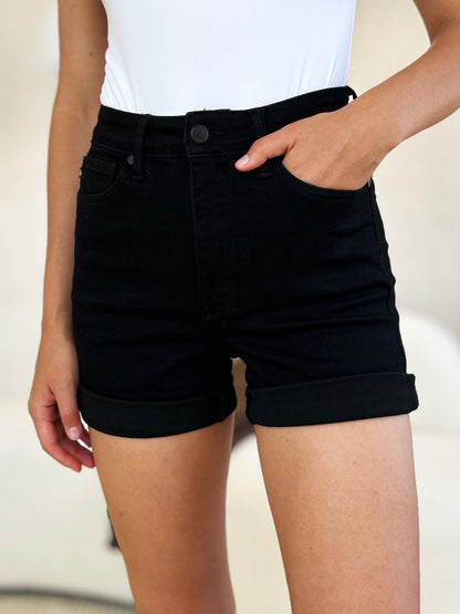 Judy Blue Full Size High Waist Tummy Control Cuffed Denim Shorts-SIZE 0-3XL