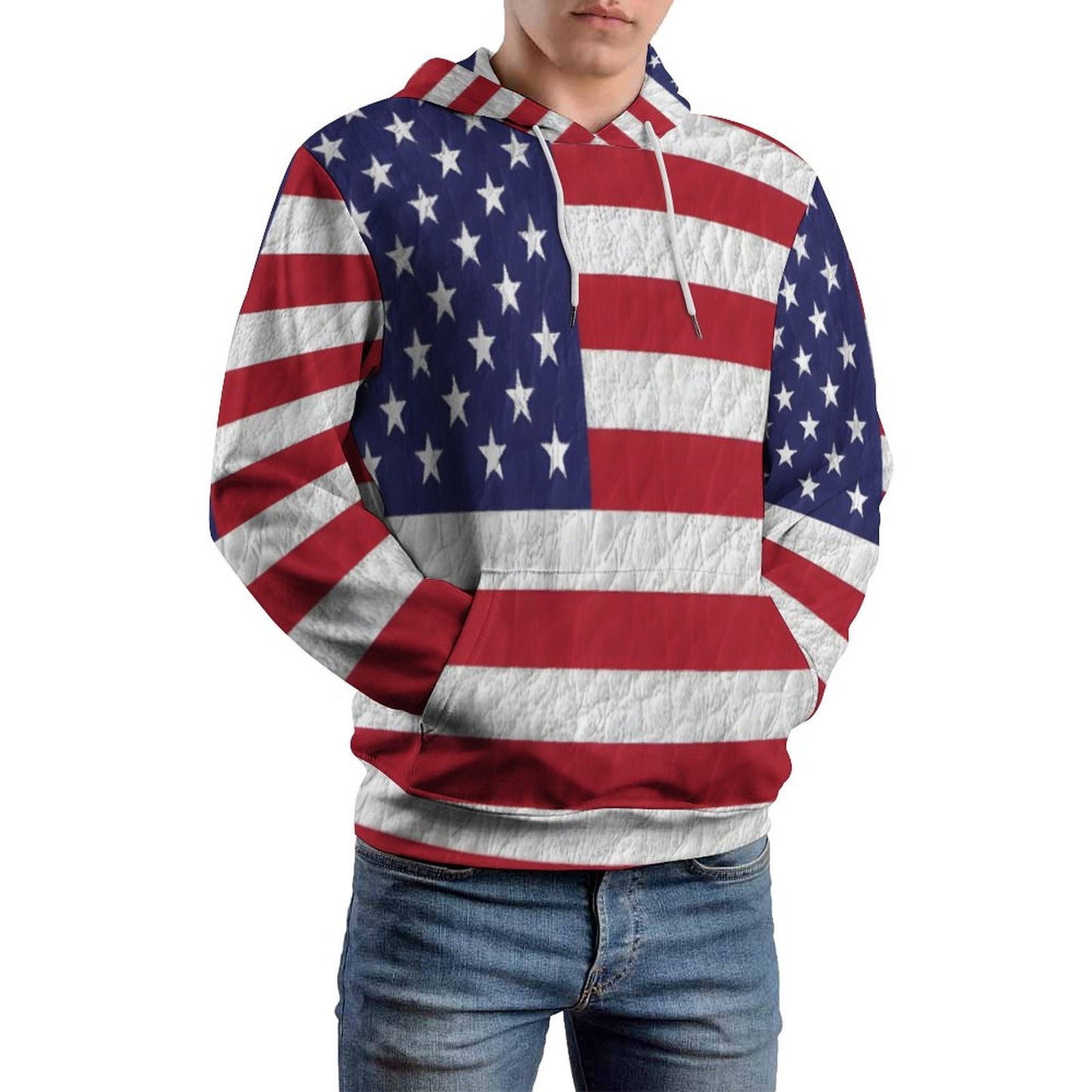 AMERICA Men's Hoodie with Double-layer Cap-SMALL-6XL