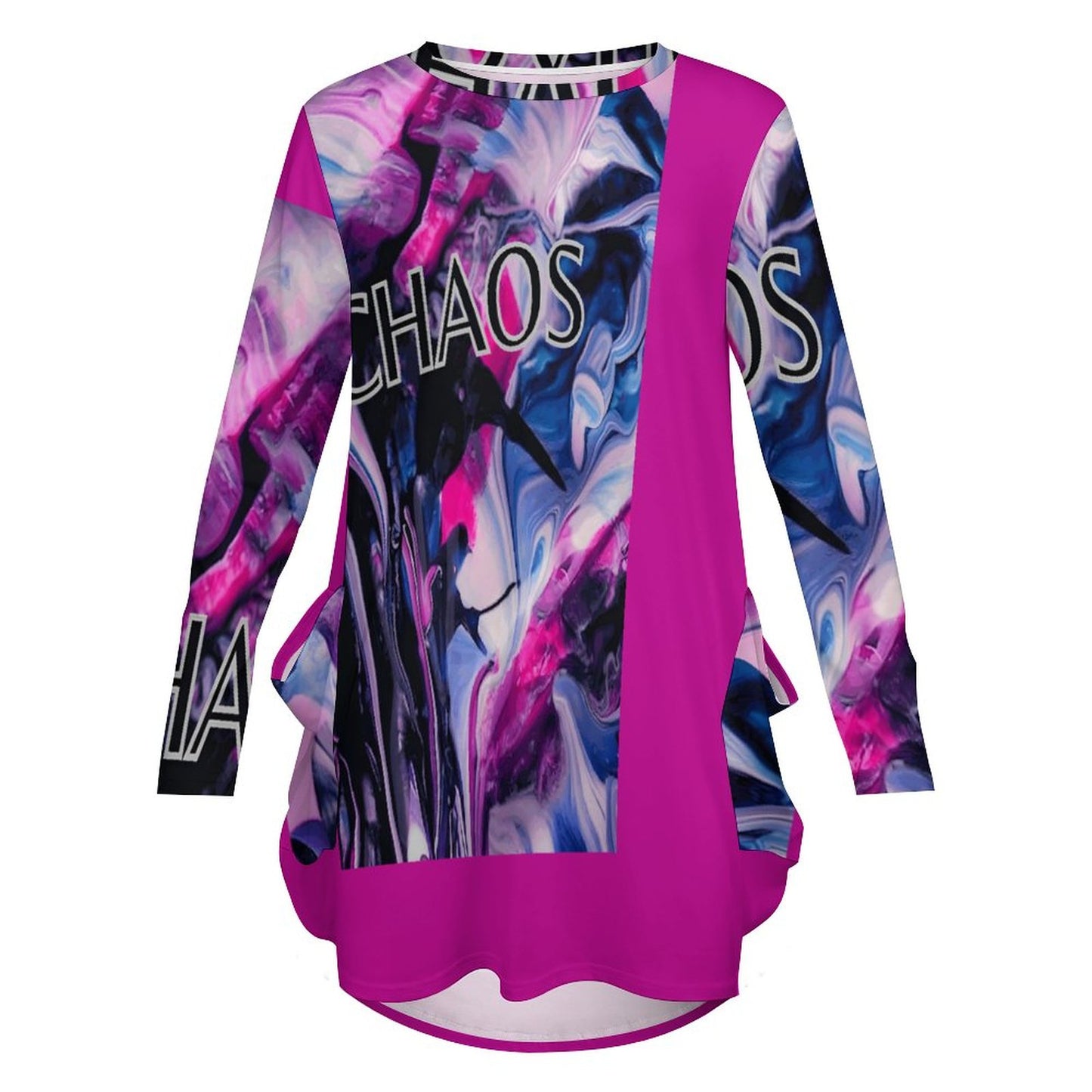 CHAOS Loose Long-sleeve Dress with Pockets-SMALL-5XL