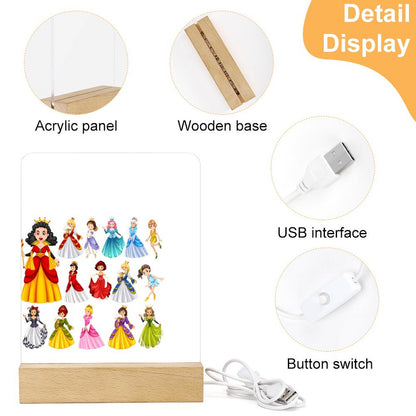 Acrylic Night Light with Wooden Base
