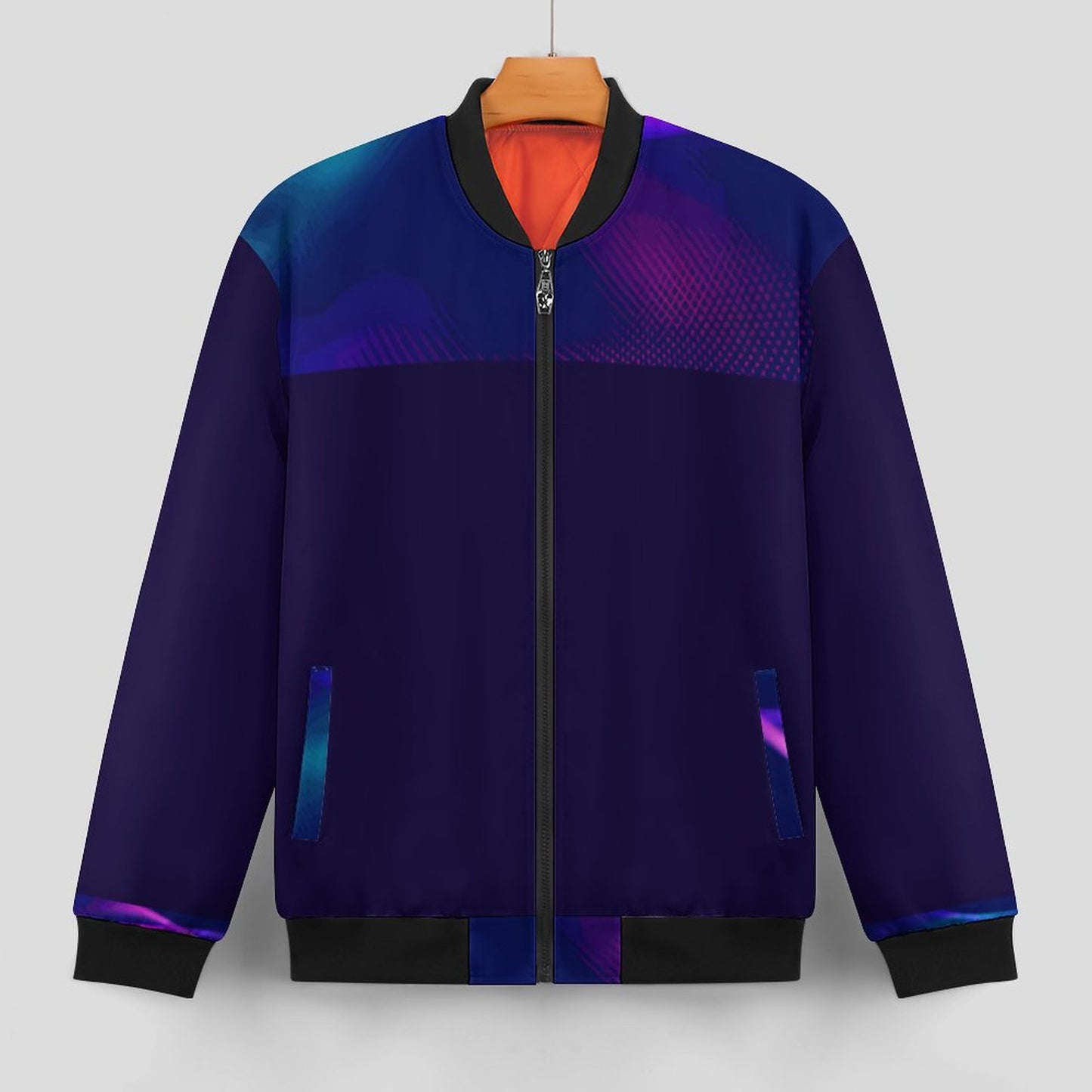MULTICOLOR  Zipper Bomber Jacket-SMALL-5XL