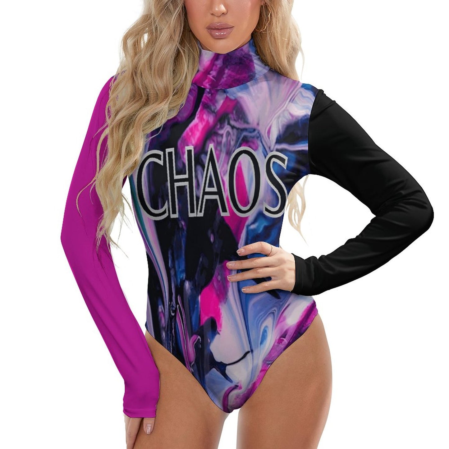CHAOS High-collar Long-sleeve Bodysuit