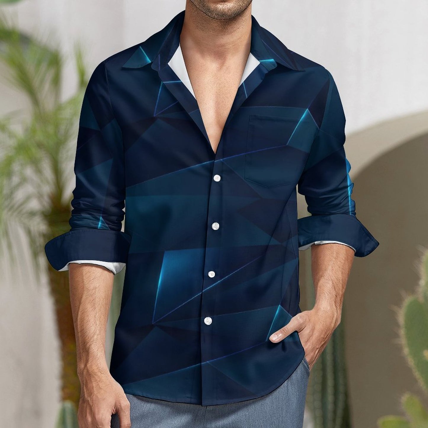 Men's Long Sleeve Shirt with Pocket LS (All-Over Printing)