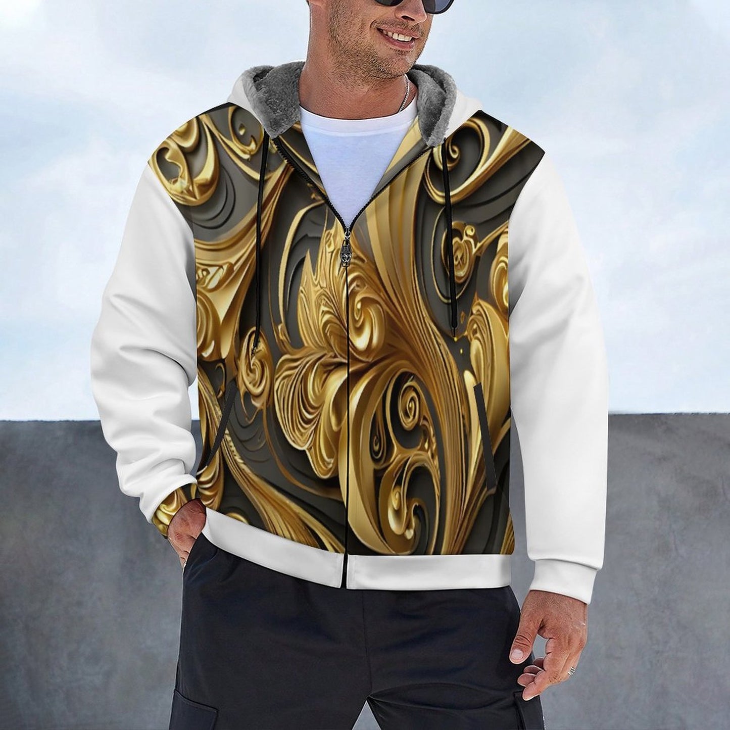 230gsm Full Zip up Hoodie with Plush Lining WZIP (All-Over Printing)