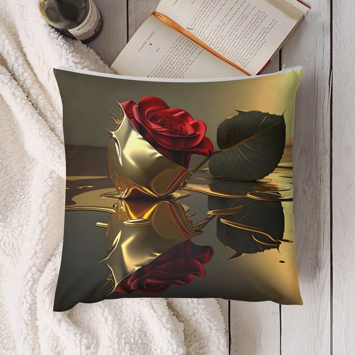 ROSE IN GOLD Plush Pillowcase Set of 4