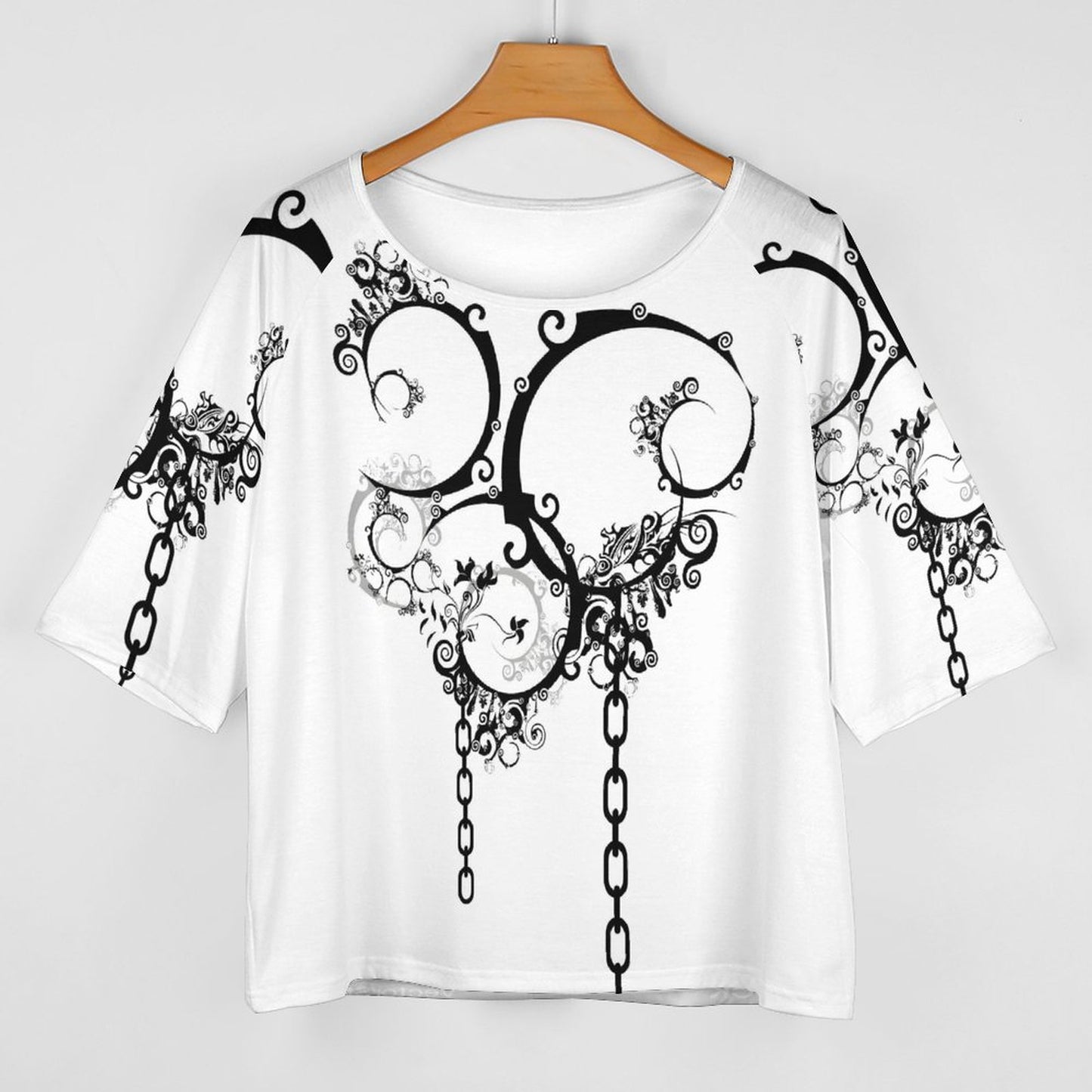180gsm Women’s Off the Shoulder Half-Sleeve T-shirt BAT (All-Over Printing)