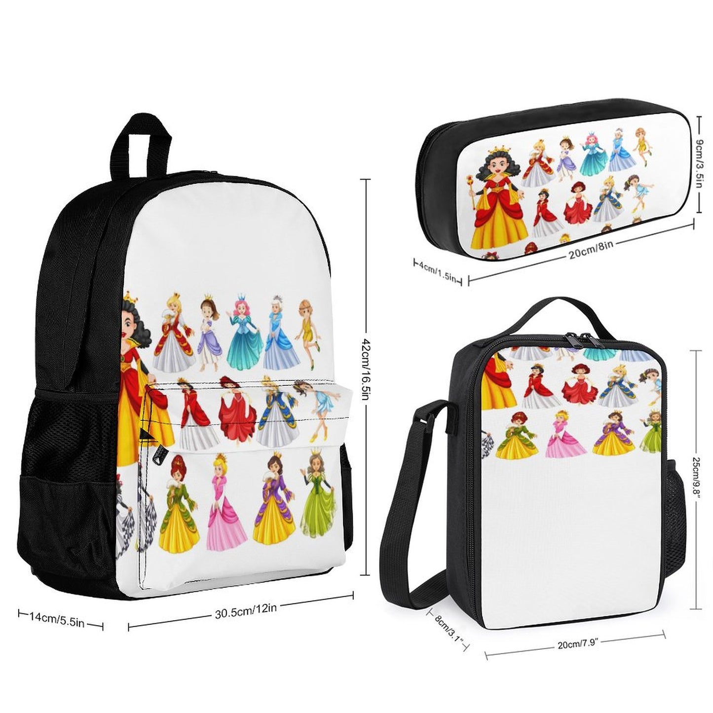 Set of 3 Bags (Shoulder Bag Lunch Bag & Pencil Pouch)