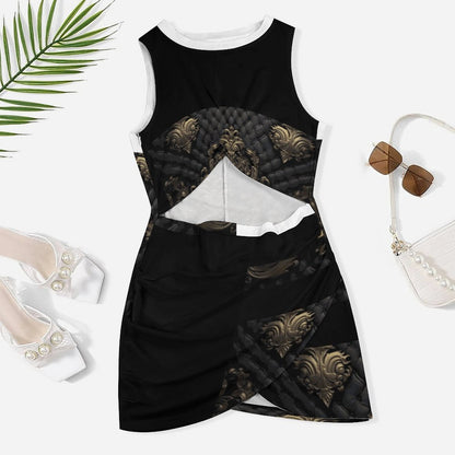 Cutout Bodycon Slim Fit Dress BEQ (All-Over Printing)