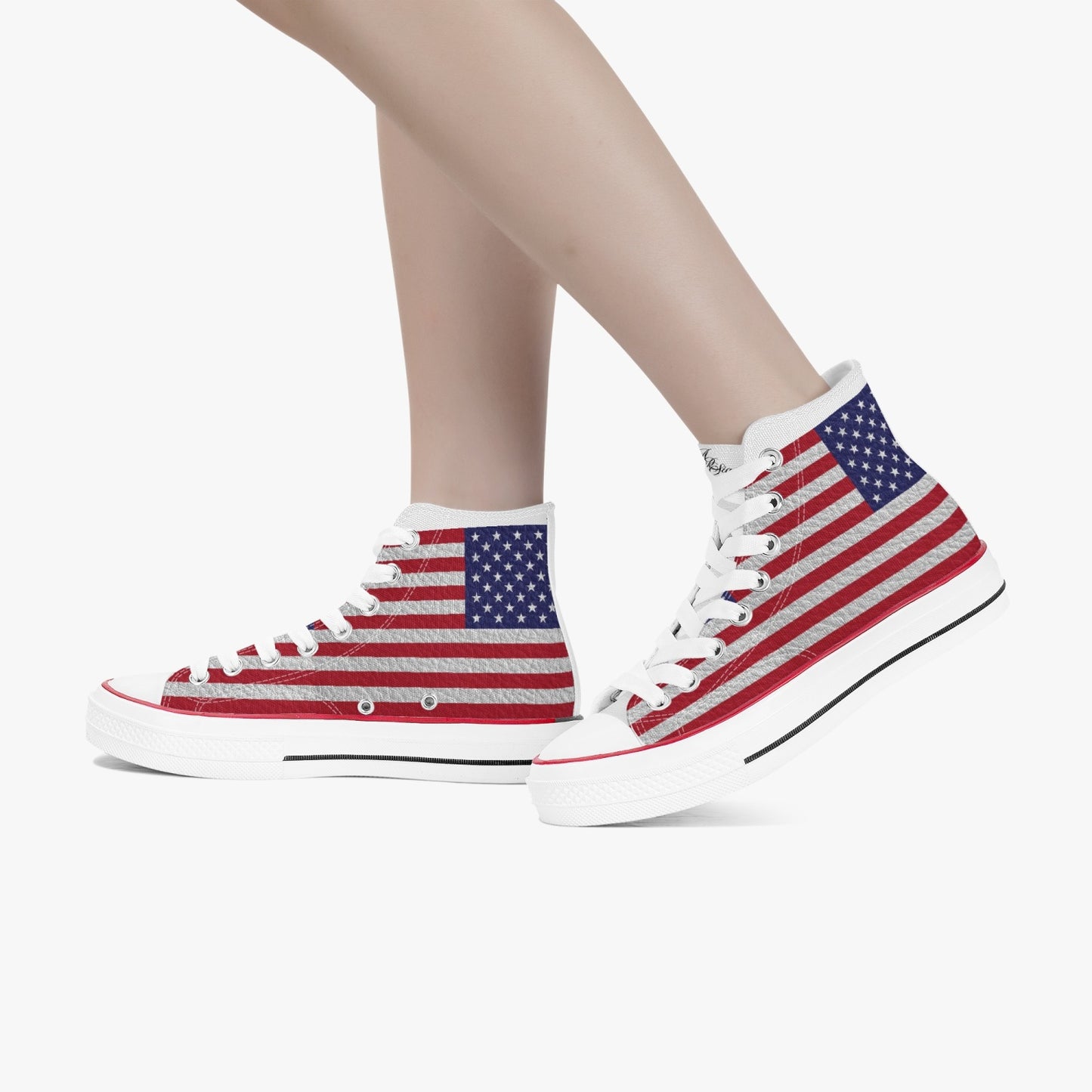 USA FLAG High-Top White Sneakers