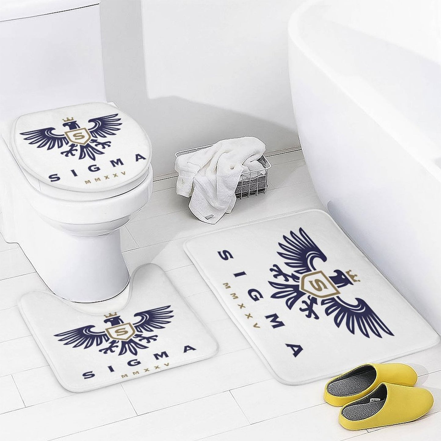 Shower Curtain Set with 3 Rugs