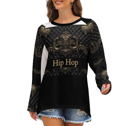Custom Women's Long Sleeve U-Neck T-Shirts (All-Over Printing)