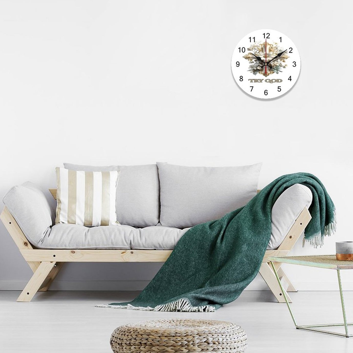 Concise Silent Wooden Wall Clock-9.84"x9.84"/ 25x25cm-TRY GOD