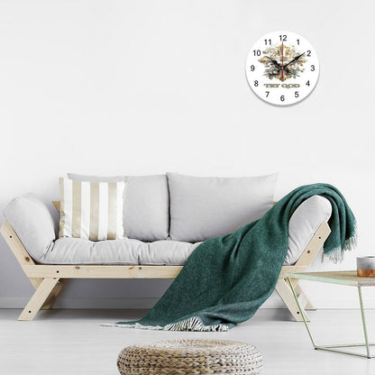 Concise Silent Wooden Wall Clock-9.84"x9.84"/ 25x25cm-TRY GOD