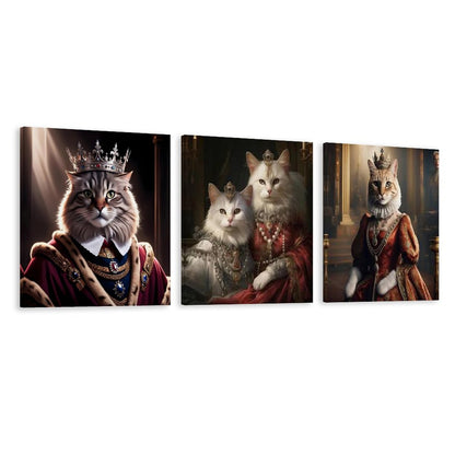 Vertical Multicolor Framed Wall Art-4:5 Aspect Ratio- KING & QUEEN CATS