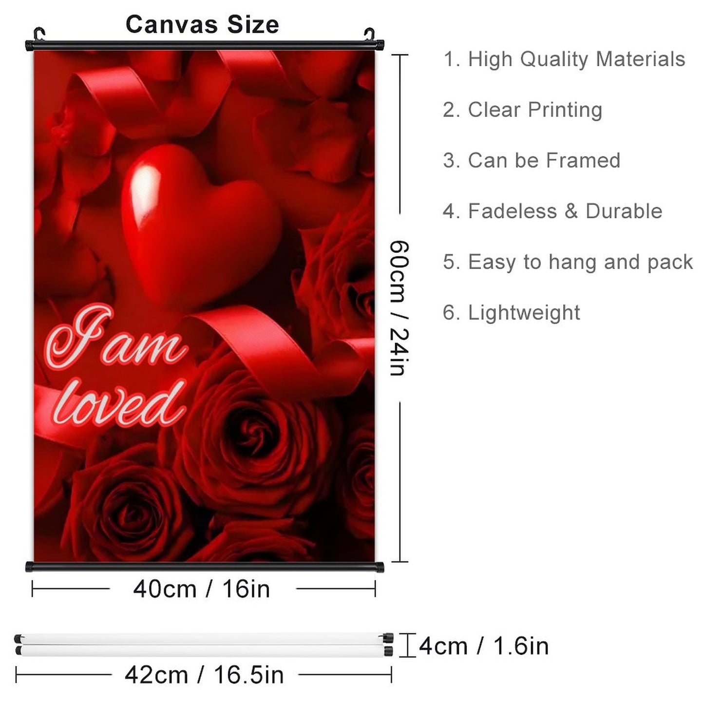 Canvas Hanging Poster with Scrolls-16"x24"/ 40x60cm