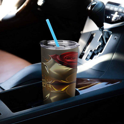 ROSE IN GOLD Car Travel Coffee Mug with Lid