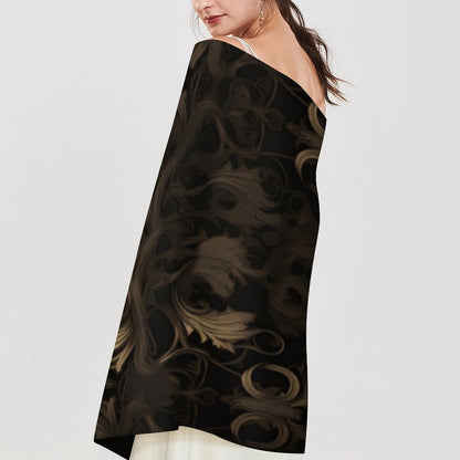 BLACK & GOLD ACCENT Cashmere-like Tassel Scarf