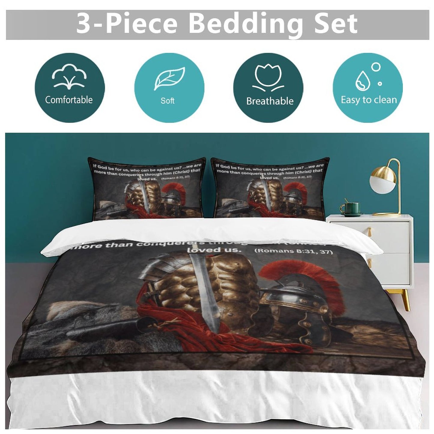 3-Piece Bedding Set-90"x90"/ 229x229cm (Dual-sided Printing)