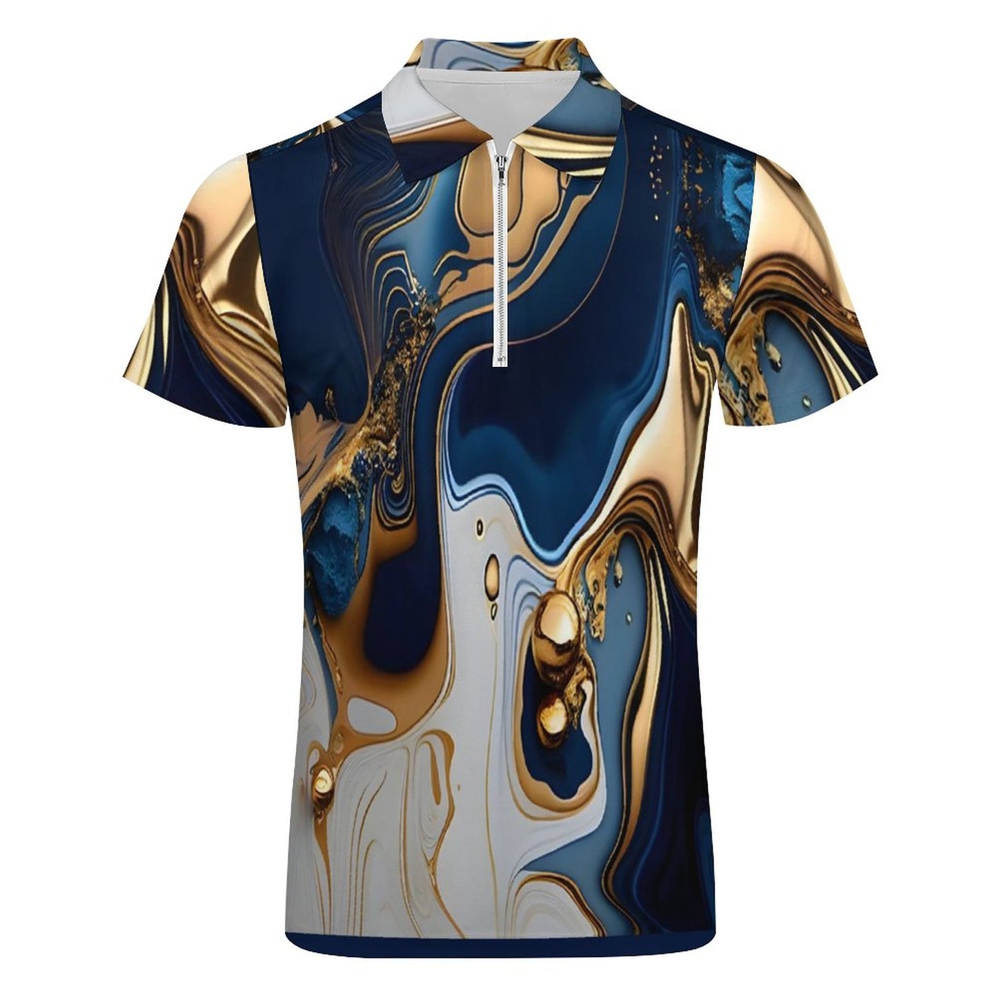 Men's Short Sleeve POLO Shirt with Zipper B470 (All-Over Printing)