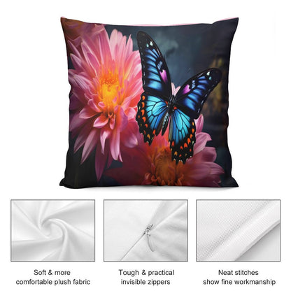BLUE BUTTERFLY Plush Pillowcase Set of 4