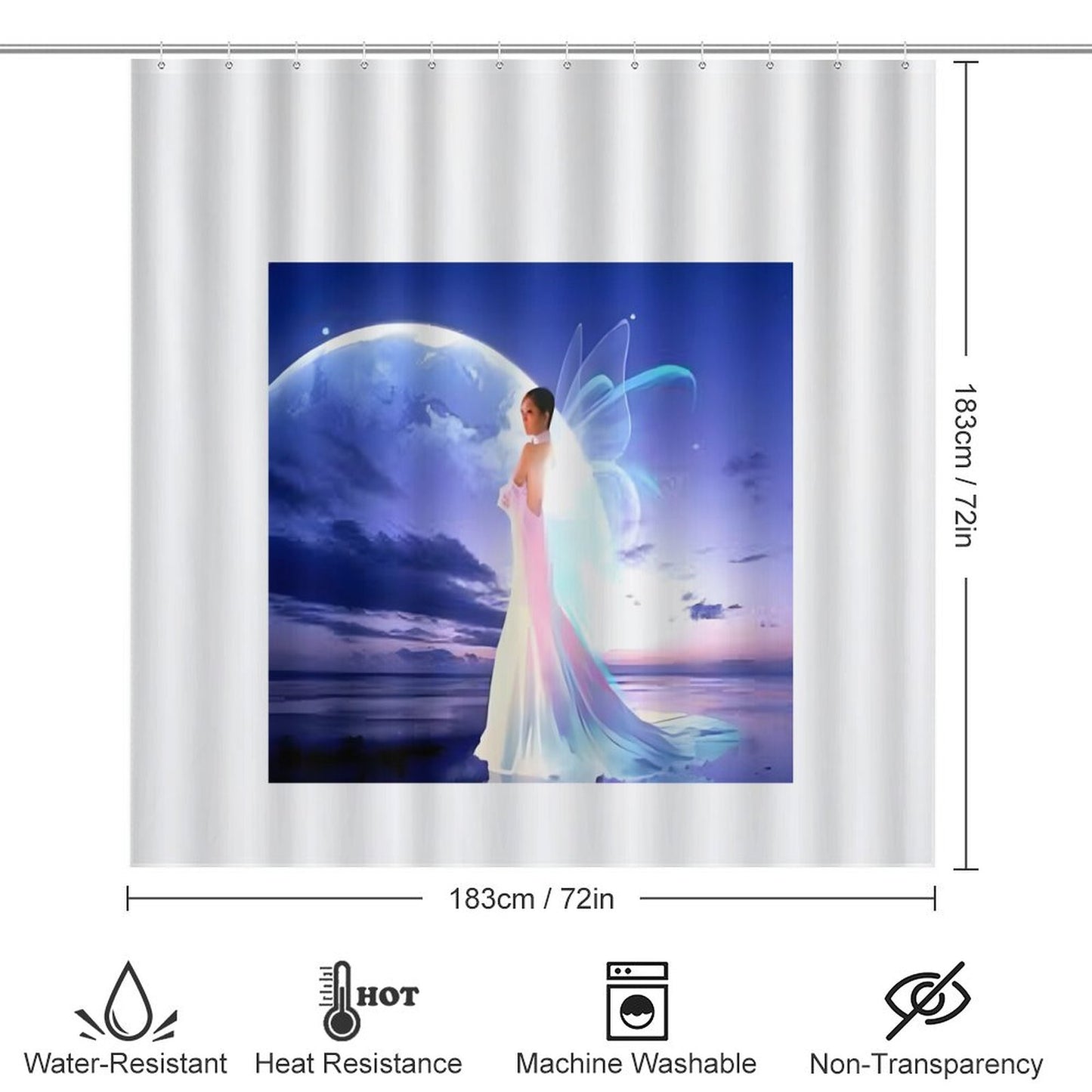 Shower Curtain Set with 3 Rugs