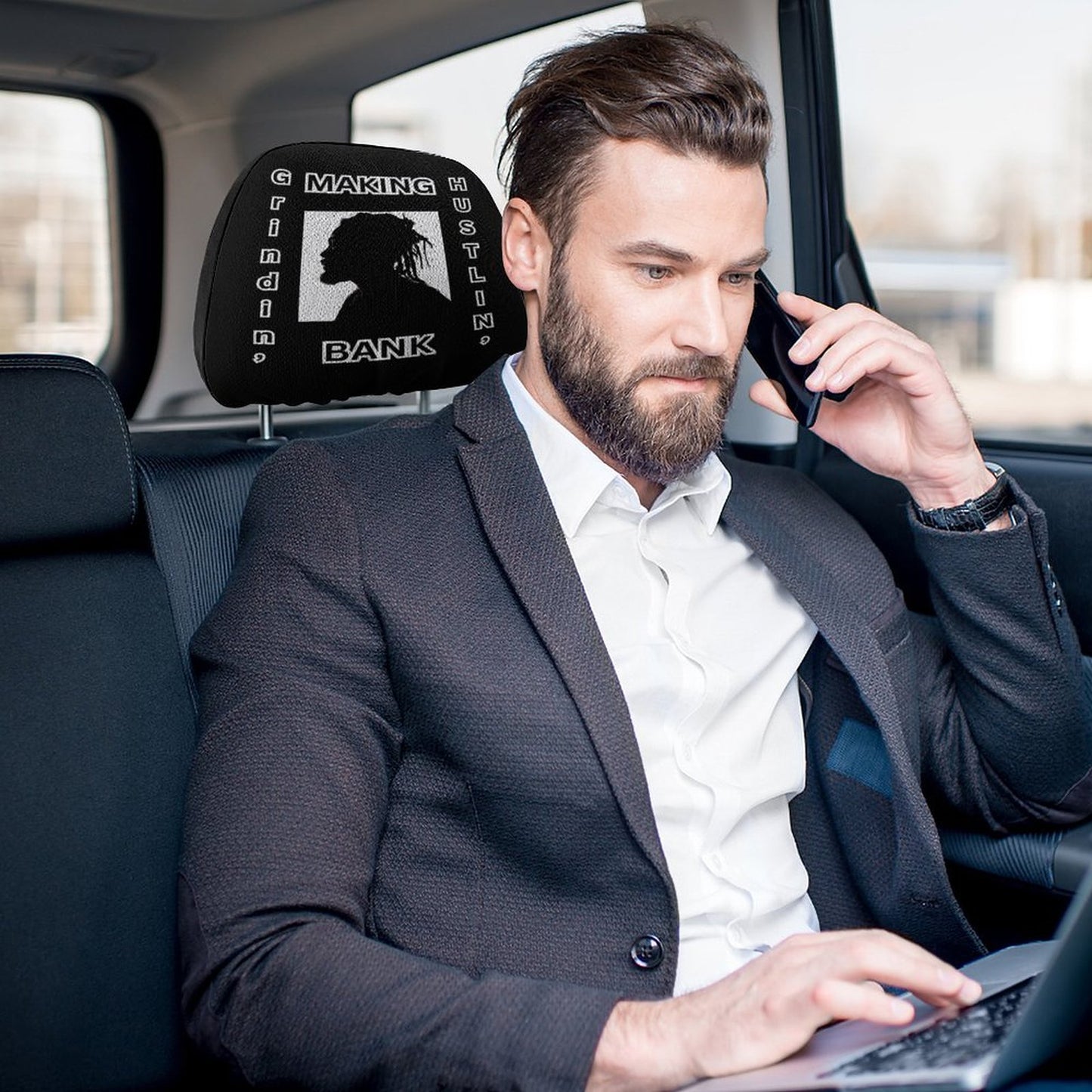 Custom Car Headrest Covers-MAKING BANK