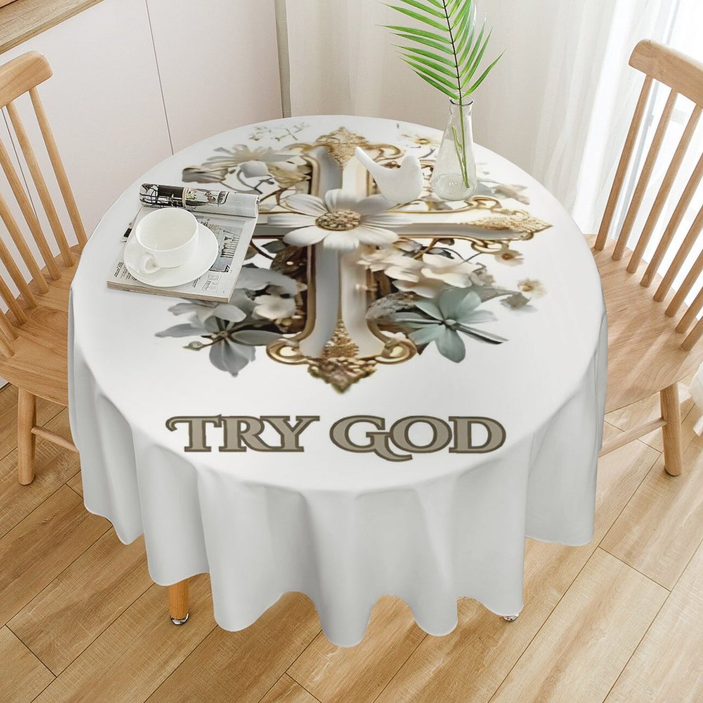 Round Tablecloth on Round Table-TRY GOD