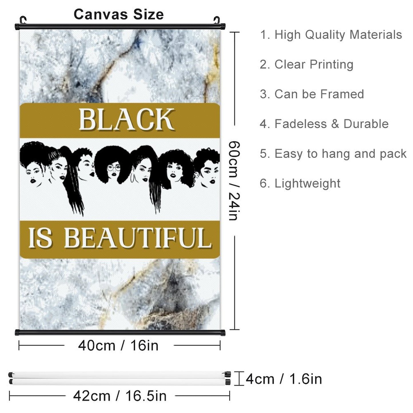 Canvas Hanging Poster with Scrolls-16"x24"/ 40x60cm
