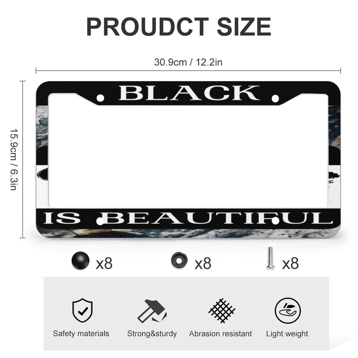 License Plate Frames with 4 Round Holes (1 Pair)