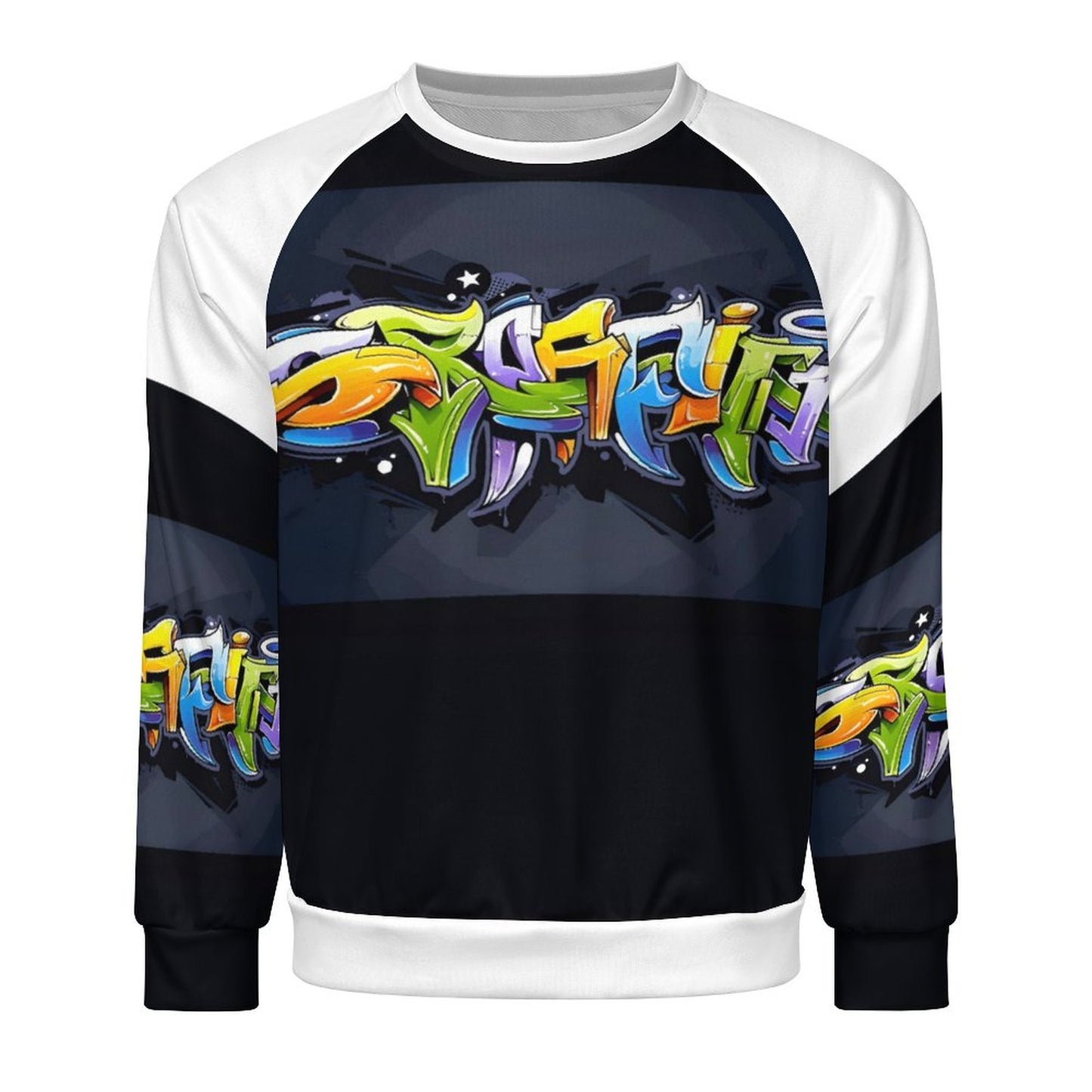 COLORFUL GRAFFITI Men's Crewneck Raglan Sweatshirt-SMALL-5XL