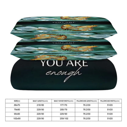 3-Piece Bedding Set (TWIN)-86"×70"/ 218×177cm (Dual-sided Printing)-YOU ARE ENOUGH