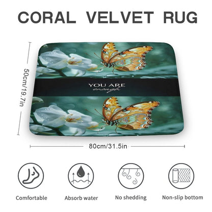 Coral Velvet Rug-19.7"x31.5"/50x80cm-YOU ARE ENOUGH