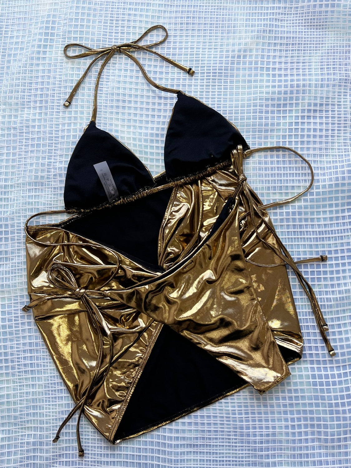 Tied Halter Neck Three-Piece Bikini Set-S/M/L