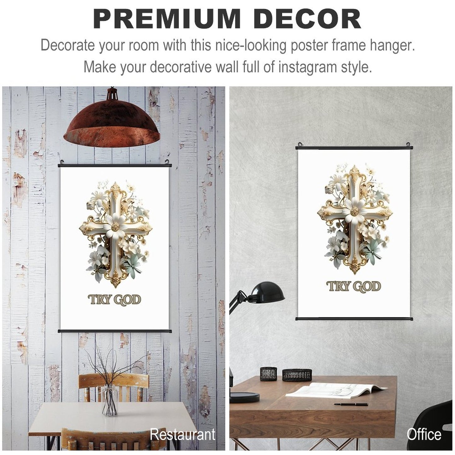 Canvas Hanging Poster with Scrolls-16"x24"/ 40x60cm-TRY GOD