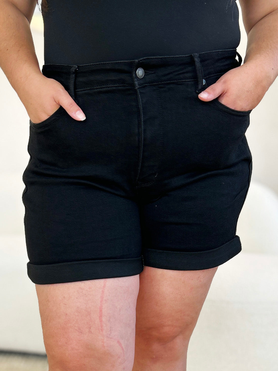 Judy Blue Full Size High Waist Tummy Control Cuffed Denim Shorts-SIZE 0-3XL