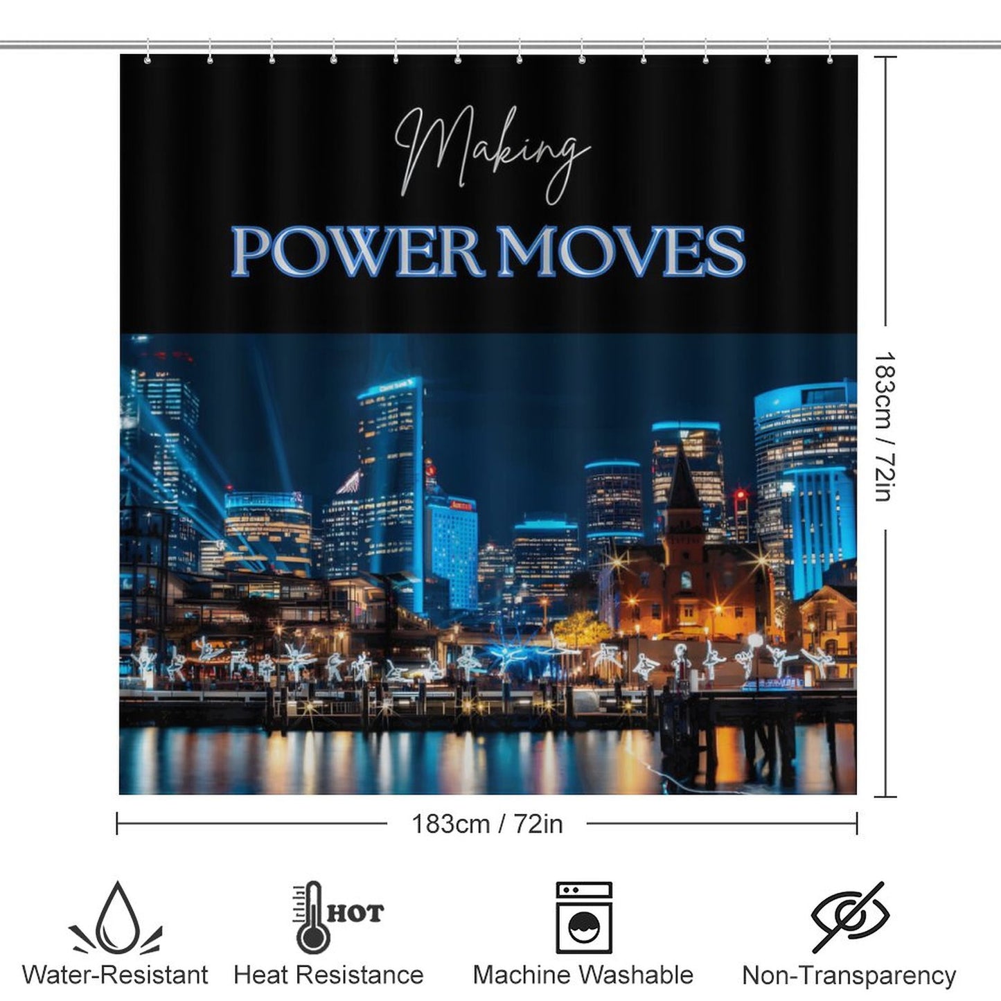 MAKING POWER MOVES Shower Curtain Set with 3 Rugs