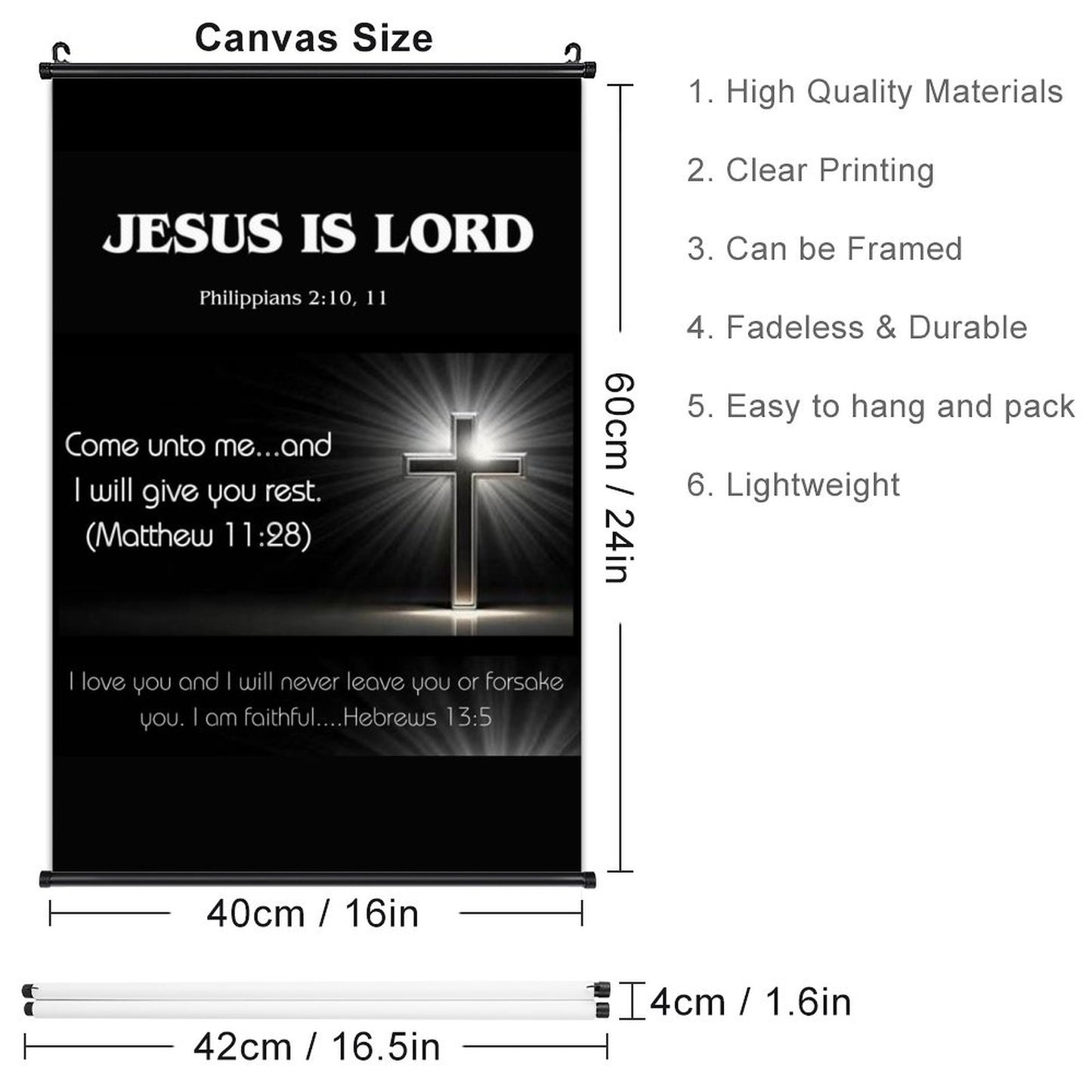 Canvas Hanging Poster with Scrolls-16"x24"/ 40x60cm