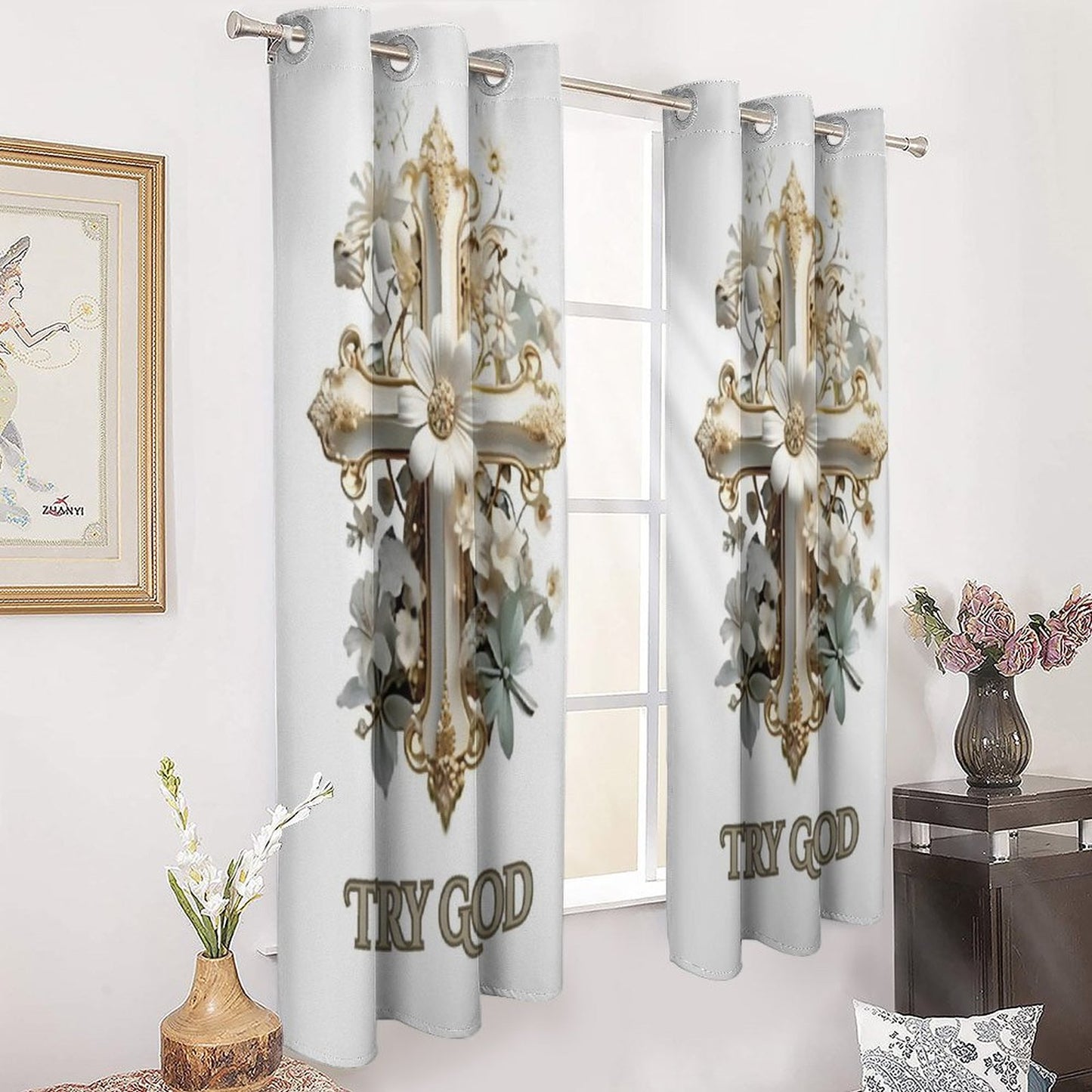 Grommet Curtain-52"x72"/ 132x183cm-TRY GOD