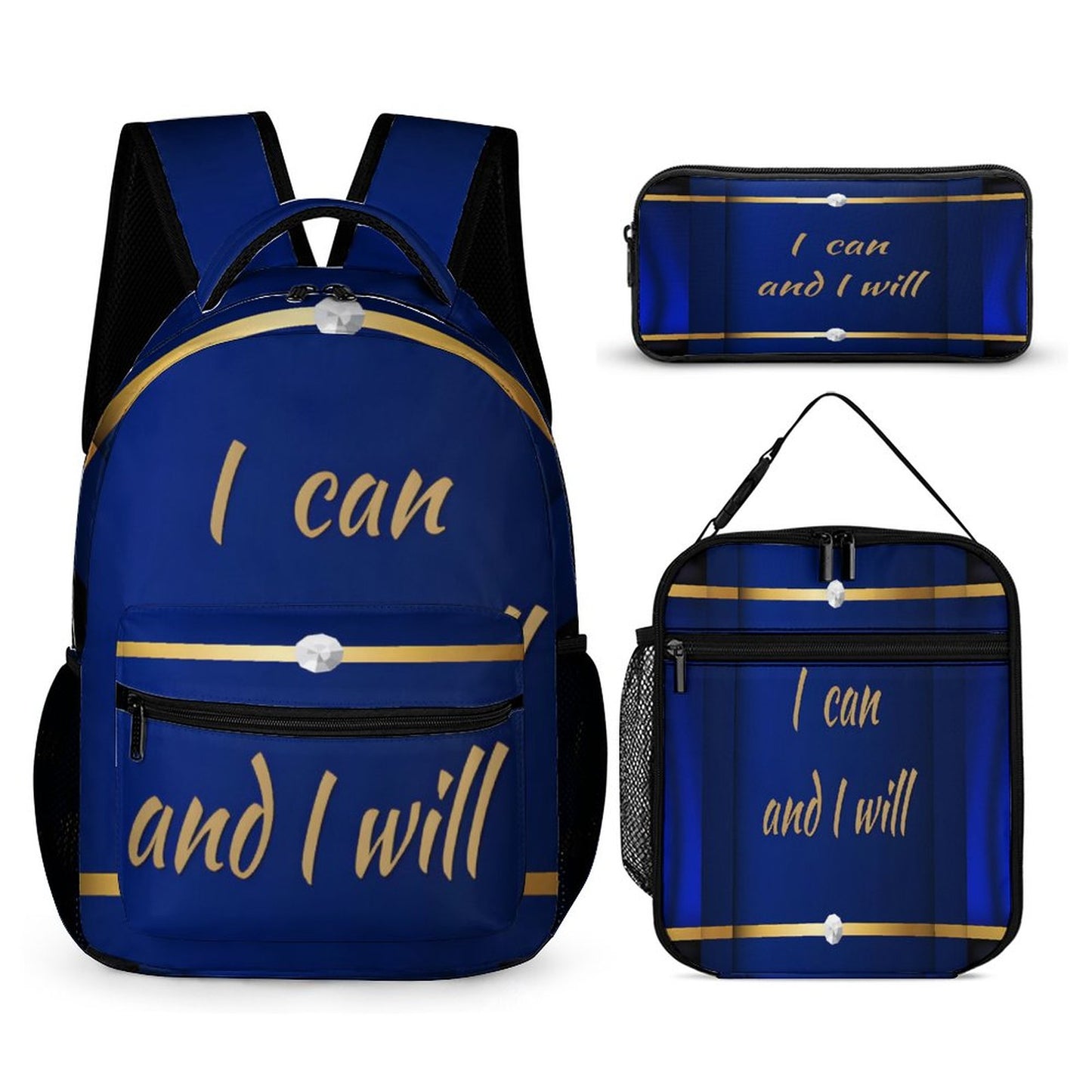 3 Pcs School Backpack Set for Kids (Backpack, Kid's Insulated Lunch Bag & Pencil Case Organizer)