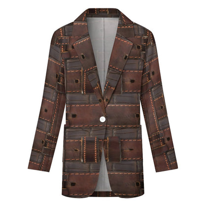 RUGGED LEATHER BUCKLE Print Women's Casual Blazer*2XS-2XL