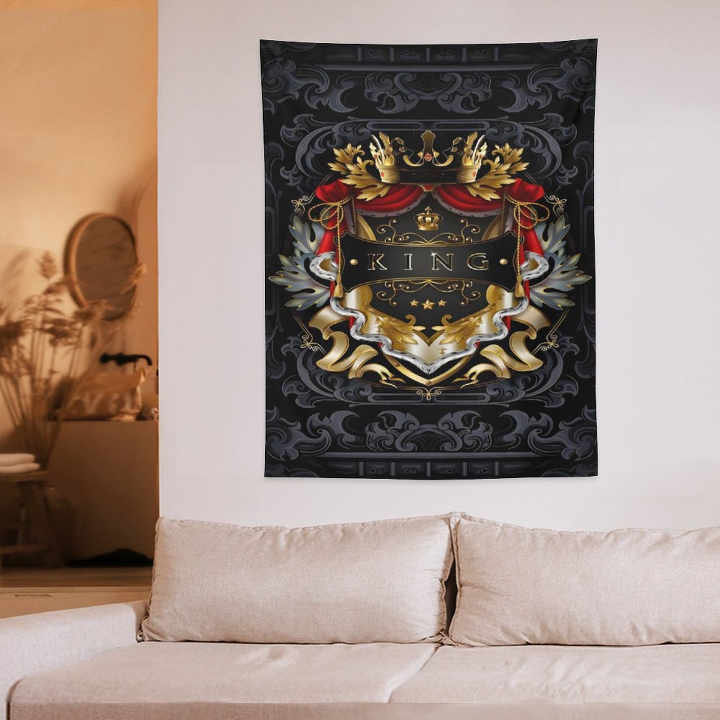 Wall Art with Vertical Tapestry