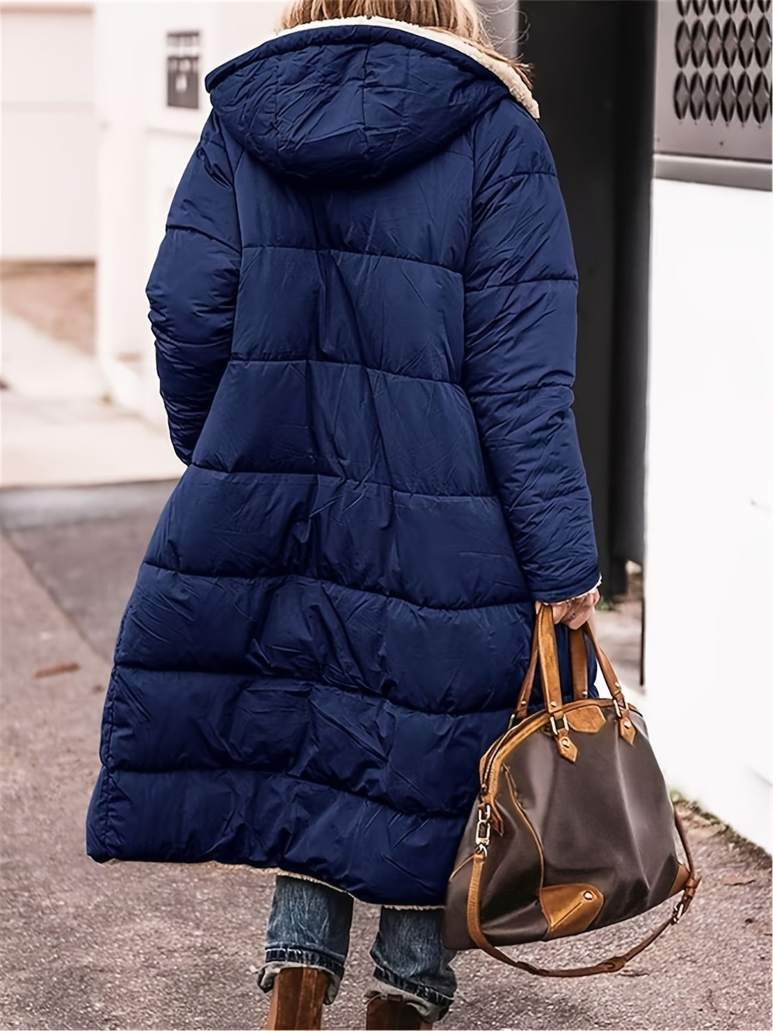 Full Size Zip Up Hooded SHERPA REVERSIBLE Coat (burgundy/black/brown/blue/grey/green)-SMALL-5XL