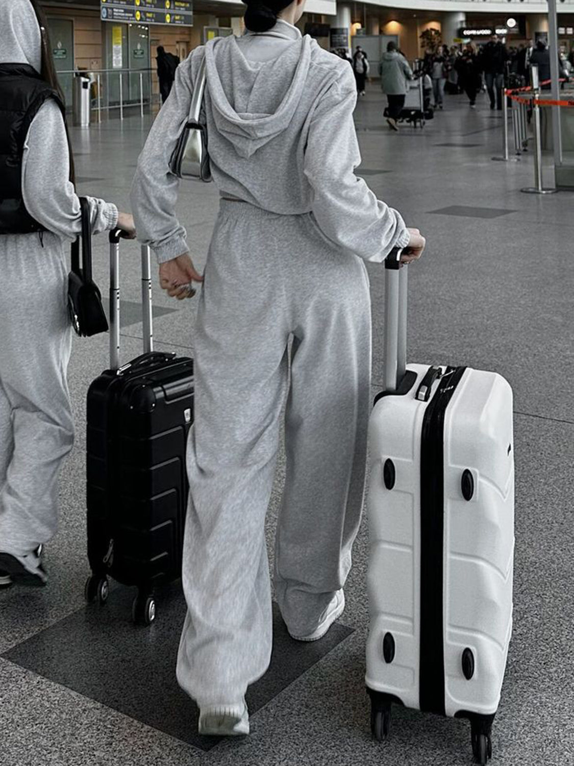 Zip Up Hoodie and Pocketed Pants Set (grey/pink/apricot/black/blue)-SMALL-XL
